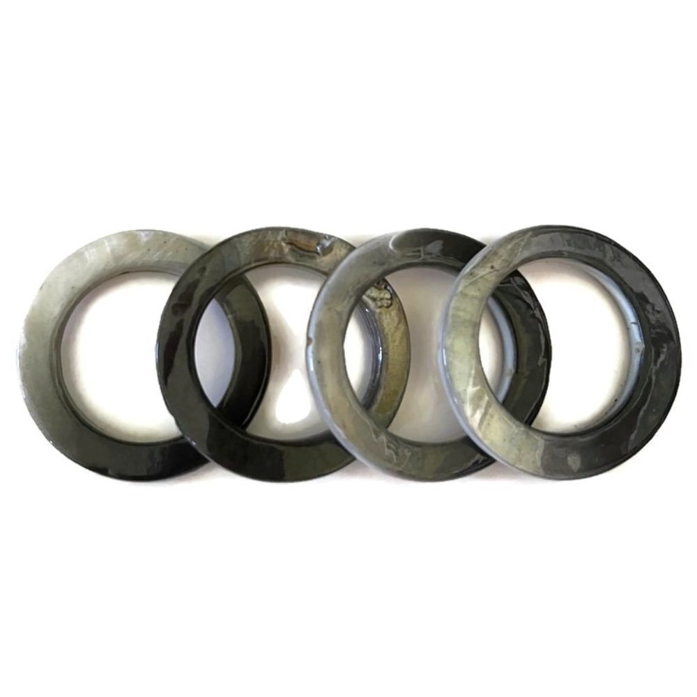 Very Large Grey Mother of Pearl MOP Shell Flat Donut Ring Hoop Frame Beads (4)